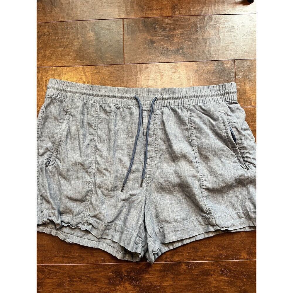 Athleta Womens 100% Linen Pull On Waist Tie Casual Beach Short Size 20